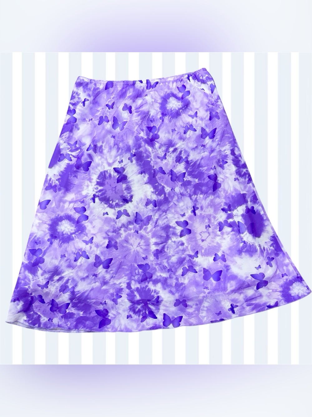 VTG Purple & White Butterfly Tie Dye Midi Skirt We Too Late 90/Y2K